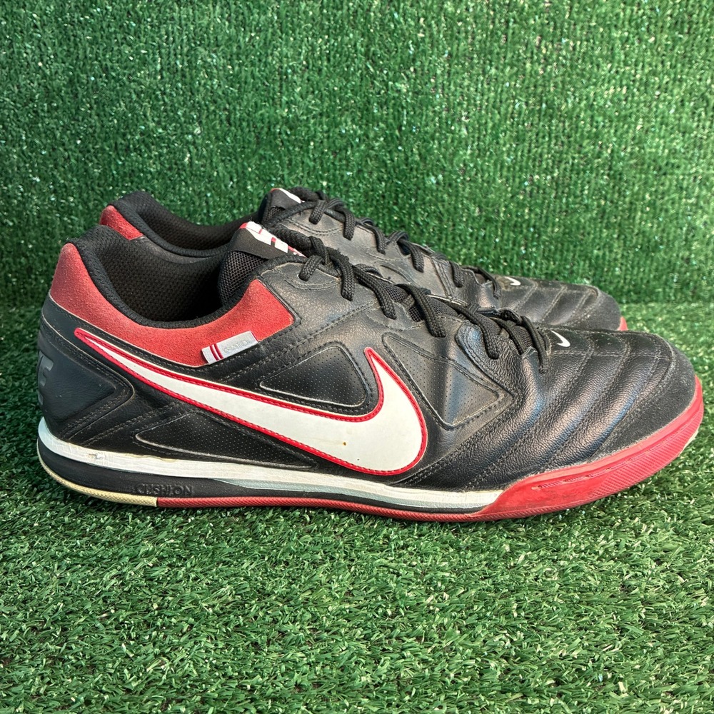 Nike 5 Gato Indoor Soccer Leather Athletic Training Sneaker Black Red Mens Sz 13
